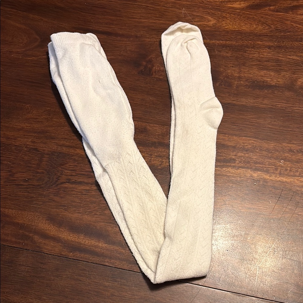 Matilda Jane Girl size Large cream cable knit tights
